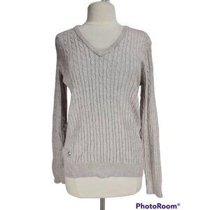 DAILY SPORT BORN IN SWEDEN Beige V-Neck Pullover Sweater Women Size L . 129P